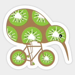 Funny kiwi rides a bicycle Sticker